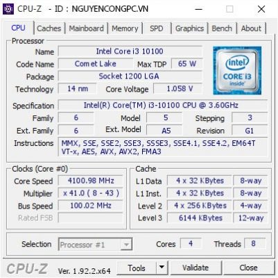 CPU Intel Core i3-10100
