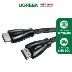 Cáp HDMI 2.1 UGREEN HD140 Hỗ trợ phân giải 8K/60Hz – Truyền tải tín hiệu không suy hao, Vỏ bện bông chống rối, độ bền cso