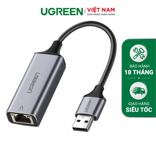 Bộ chuyển đổi USB 3.0 sang mạng LAN UGREEN CM209 Tốc độ truyền 10/100/1000Mbps RJ45 Gigabit Ethernet mở rộng thêm cổng mạng cho máy tính laptop...