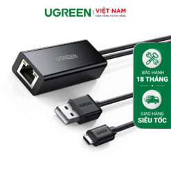 Bộ chuyển đổi USB sang LAN UGREEN 30985 - Tích hợp cổng micro - Tốc độ truyền 100Mbps