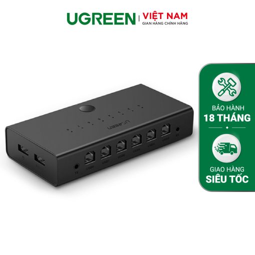 Bộ chuyển mạch KVM UGREEN CM229 - Đồng bộ hóa 8 cổng USB-B 1 bộ điều khiển chuột và bàn phím điều khiển 8 màn hình máy tính