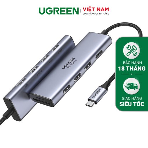 Bộ chuyển Type C  sang 1xHDMI + 3xUSB3.0+SD/ TF Chính hãng UGREEN 60383