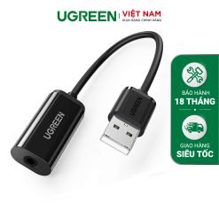 Bộ chuyển USB sang 3.5mm UGREEN US206 - Truyền tải âm thanh chất lượng cao - Thiết kế nhỏ gọn, nhựa ABS bền đẹp - Hãng phân phối chính hãng - Bảo hành 18 tháng