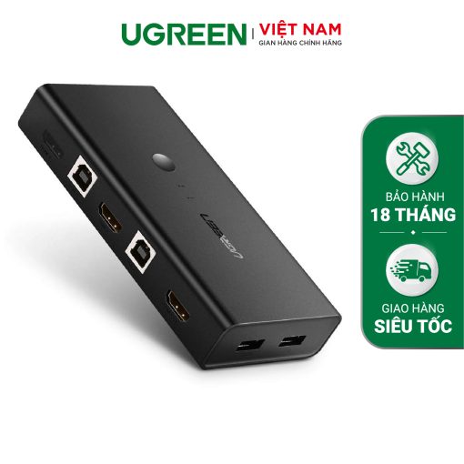 Bộ gộp HDMI KVM UGREEN CM200 - Gộp 2 máy tính dùng chung 1 màn hình, sử dụng chung chuột và bàn phím