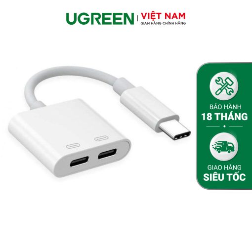 Bộ mở rộng Type-C UGREEN CM232 - Hỗ trợ xuất âm thanh Hifi , sạc nhanh dòng 3A - 50595 trắng