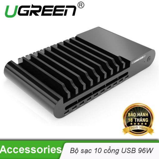 Bộ sạc 10 cổng USB 96W max UGREEN CD108 20325