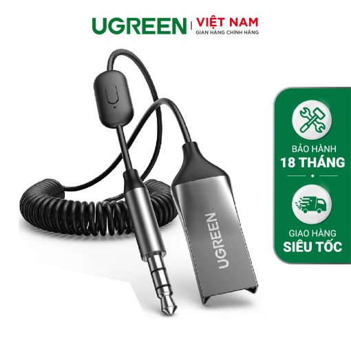 Bộ thu Bluetooth 5.0 UGREEN CM309 70603 - Bluetooth 5.0, dây lò xo tiện lợi, chống rối - Vỏ hợp kim