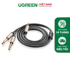 Cáp âm thanh 3.5mm ra 2 đầu 6.5mm mạ vàng 24k UGREEN AV126 - Đen-1M-40790