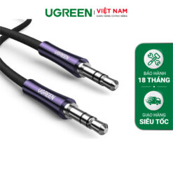 Cáp âm thanh 3.5mm UGREEN AV171 - Đầu mạ bạc chống ăn mòn , truyền tải tín hiệu ổn định - Dây bện mềm mại tăng tuổi thọ sử dụng - 2m-ghi-80852