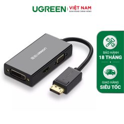 Cáp chuyển đổi đa năng 1 trong 3 từ Displayport đầu đực sang HDMI + VGA + DVI-D (24+1) đầu cái UGREEN DP110 20420