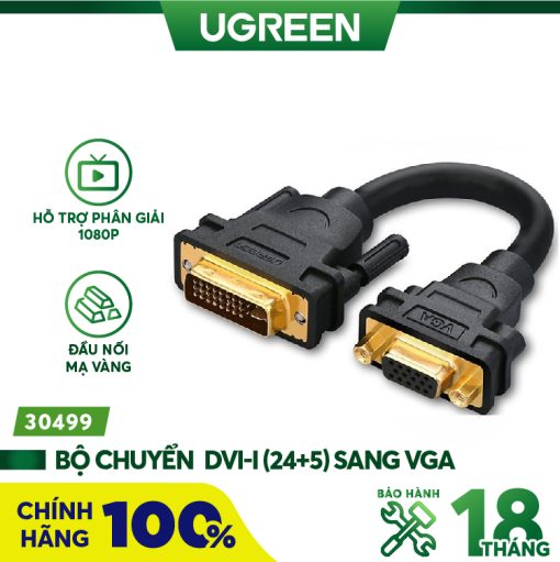 Cáp chuyển đổi DVI-I (24+5) sang VGA dài 15cm UGREEN 30499