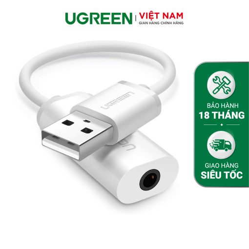 Cáp chuyển đổi từ cổng USB ra audio 3.5mm UGREEN US206hỗ trợ Mic và Tai Nghe Ugreen US206 30712