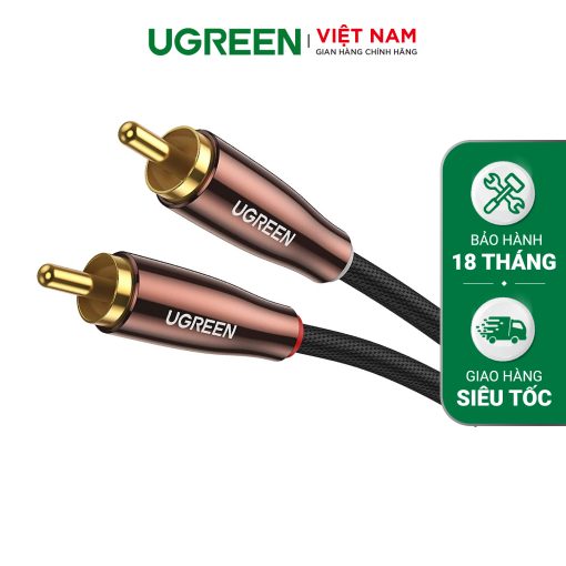 Cáp đồng trục âm thanh kỹ thuật số Coaxial HiFi 5.1 SPDIF RCA sang RCA UGREEN AV155 độ dài 1-2m - Đen mận-1m-70684