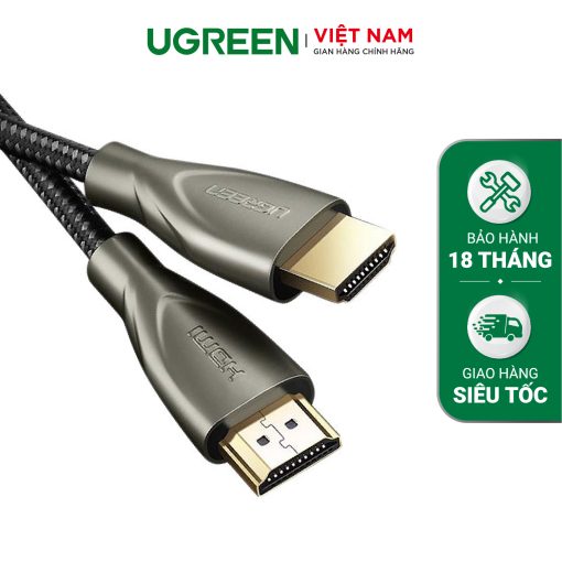 Cáp HDMI 2.0 UGREEN HD131 Dây Carbon chuẩn 4K/60Hz dài từ 1-5m UGREEN HD131 - 5m-Màu đen