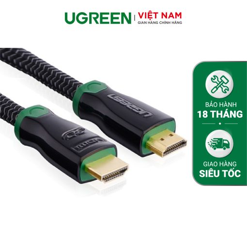 Cáp High-End HDMI 10.2Gbps 19+1 đồng đầu hợp kim dài 1-12M UGREEN HD126 - 8m-Màu đen