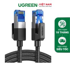 Cáp mạng Cat8 UGREEN NW153 - Hỗ trợ chuẩn BASE-T 40Gbps - Đầu đúc sẵn, vỏ bện nylon - Màu đen-bện-5M-80433