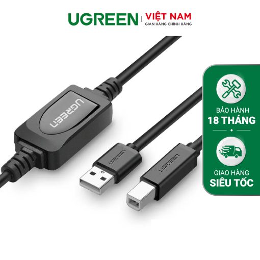 Cáp máy in Ugreen tích hợp IC khuyếch đại - 10m