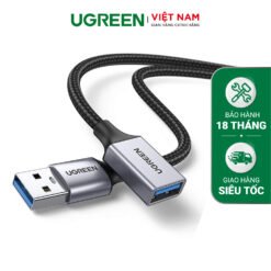 Cáp nối dài USB 3.0 UGREEN US115 - Tốc độ truyền 5Gbps - Dây bện nylon chắc chắn độ dài từ 0.5-2m - Hãng phân phối chính hãng - Bảo hành 18 tháng - Đen-2m