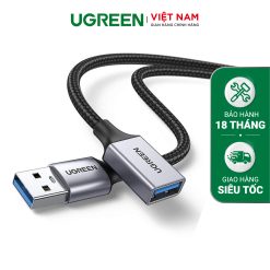 Cáp nối dài USB 3.0 UGREEN US115 - Tốc độ truyền 5Gbps - Dây bện nylon chắc chắn độ dài từ 0.5-2m - Hãng phân phối chính hãng - Bảo hành 18 tháng - Đen-2m