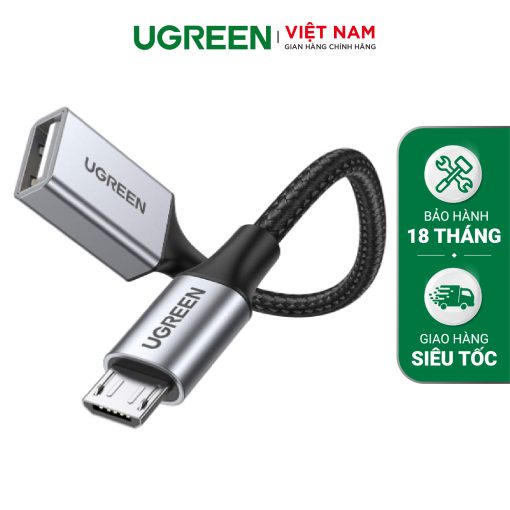 Cáp OTG UGREEN 30895 Chuyển USB2.0 sang Micro USB 2.0 - Dây bện nylon chắc chắn