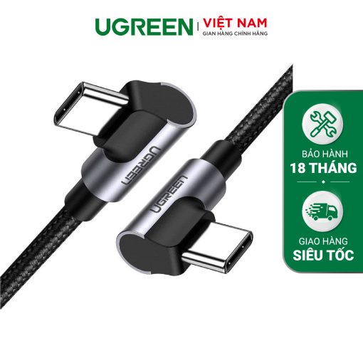 Cáp sạc nhanh Type-C sang Type-C UGREEN US323 - Sạc nhạnh PD 60W - Đầu vuông góc chống gập gãy - 2m