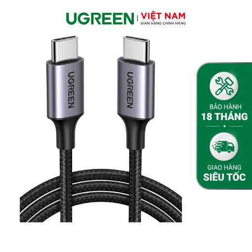 Cáp sạc nhanh Type C  UGREEN US261 - Sạc nhanh PD 60W - Tốc độ truyền 480Mbps dài từ 0.5-2m - 50152 2m đen bện