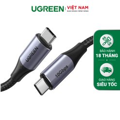 Cáp sạc nhanh UGREEN US355 Type-C sang Type-C - Sạc nhanh PD 100W Dòng 5A, tốc độ truyền lên đến 10Gbps