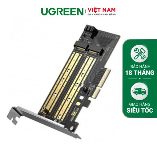 Card chuyển đổi ổ cứng UGREEN CM302 70504 - SSD NVMe M.2 PCIe 2280 to PCI-E 3.0 4X - Hàng chính hãng - Bảo hành 18 tháng