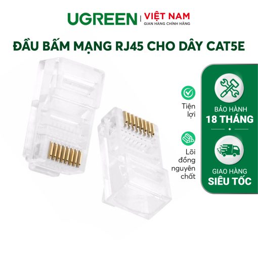 Đầu bấm mạng RJ45 cho dây CAT5e UGREEN NW110 - 100chiếc/hộp