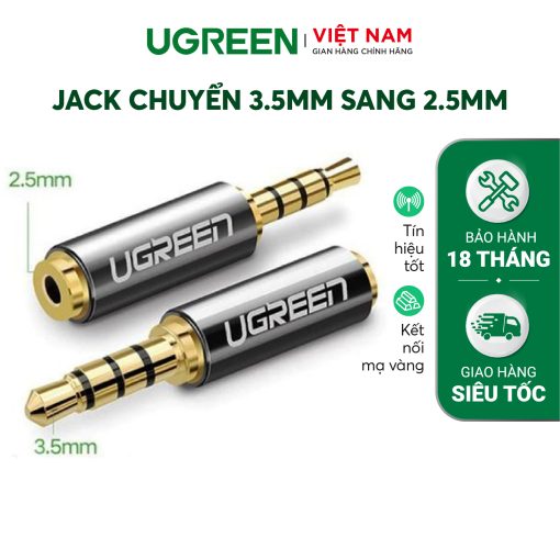 Đầu chuyển đổi 3.5mm đực sang 2.5mm cái dài 25mm UGREEN 20502