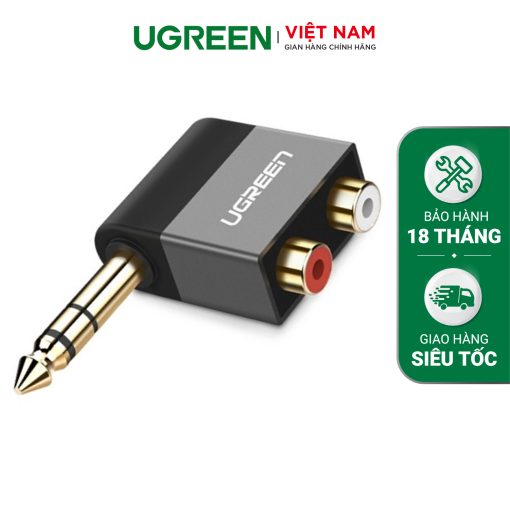 Đầu chuyển đổi âm thanh UGREEN 40846 - 6.5mm ra RCA (Hoa sen)