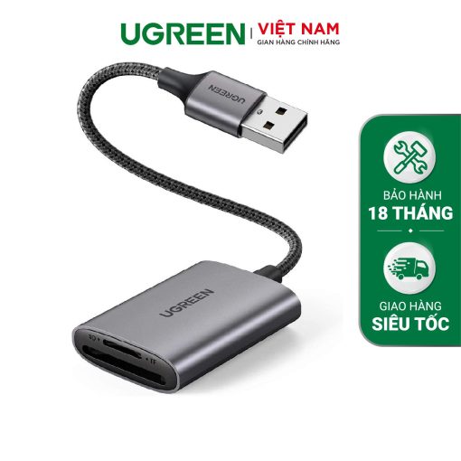 Đầu đọc thẻ nhớ cổng USB UGREEN 80887 - Hỗ trợ thẻ SD và  - Tốc độ truyền lên đến 5, vỏ hợp kim tản nhiệt tốt