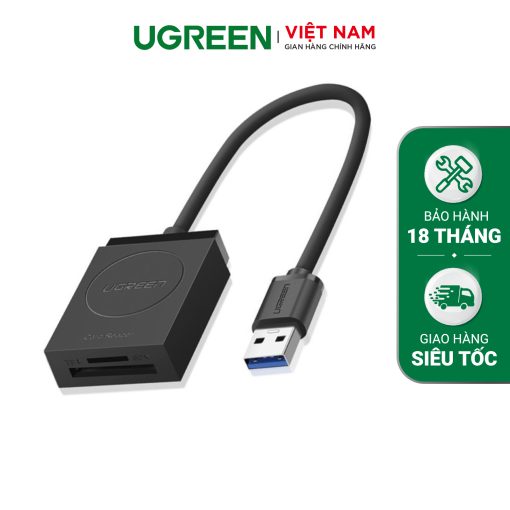 Đầu đọc thẻ USB 3.0 Card Reader Hỗ trợ thẻ TF và SD dài 15CM UGREEN CR127 20250