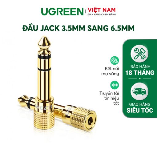 Đầu jack chuyển đổi âm thanh từ cổng 3.5mm cái sang cổng 6.5mm đực chính hãng UGREEN 20503