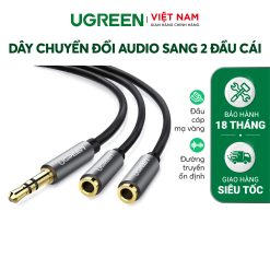 Dây cáp Audio 3.5mm đực chia 2 cổng 3.5mm cái (2 tai nghe) dài 20cm UGREEN AV123 AV191 - Nhôm - vỏ bên nylon