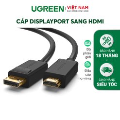 Dây cáp DisplayPort 1.2 sang HDMI hỗ trợ Full HD lên đến 1080P dài 1-5M UGREEN DP101 - 1.5m-10239