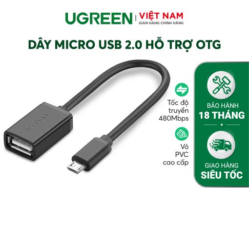 Dây Micro USB 2.0 OTG dạng tròn dài 12cm UGREEN US133