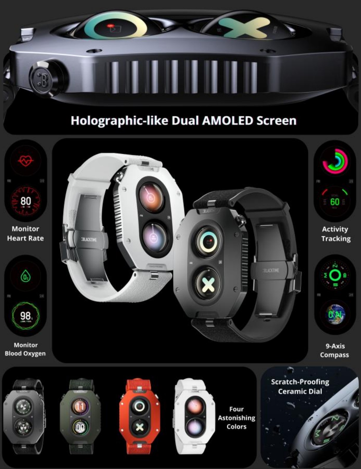 Blacktime 11PM: Đồng hồ thông minh 2 màn hình siêu lạ, đủ tính năng hay mà giá bằng 1/4 Apple Watch Ultra - Ảnh 5. Blacktime 11PM: Đồng hồ thông minh 2 màn hình siêu lạ, đủ tính năng hay mà giá bằng 1/4 Apple Watch Ultra - Ảnh 5.