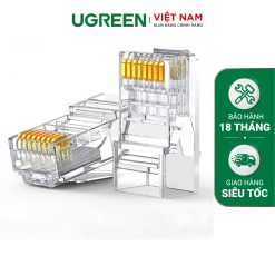 Đầu bấm mạng Cat6 UGREEN NW120 – Nhựa PC trong suốt chống gỉ, đầu kết nối mạ vàng
