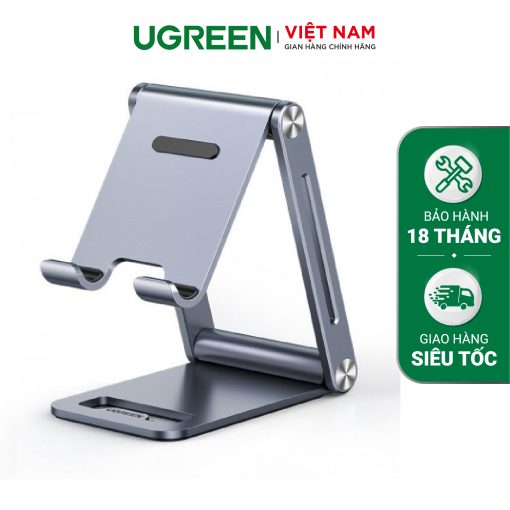 Giá đỡ điện thoại UGREEN LP263 - Khung kim loại chắn chắn, đế silicon chống trơn trượt - 80708-ghi xám