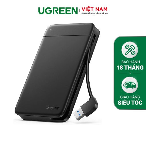 Hộp đựng ổ cứng di động SSD và HDD 2,5 inch UGREEN 10904 - Tốc độ truyền 5Gbps, tương thích ngược với USB 2.0 / 1.1