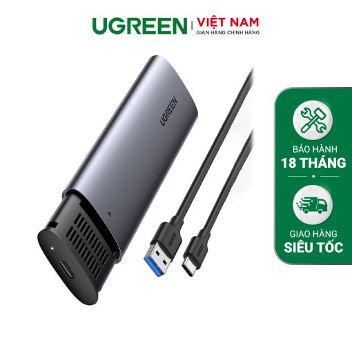 Hộp đựng ổ cứng SSD NVME PCle M.2 M-Key và M+B Key UGREEN CM400 - Tốc độ truyền đến 10Gbps - Vỏ hợp kim tản nhiệt tốt