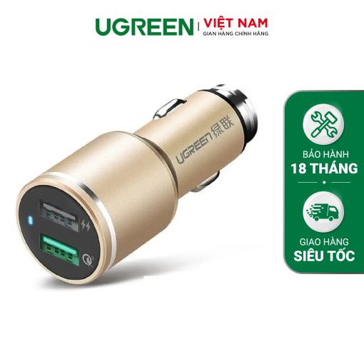 Tẩu sạc điện thoại/máy tính bảng (1 cổng QC3.0) danh riêng trên ô tô UGREEN CD130 30514