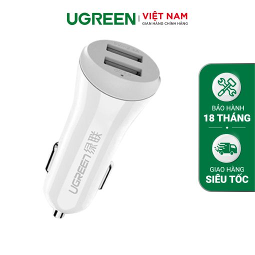 Tẩu sạc nhanh ô tô UGREEN CD115 - Sạc 2 cổng USB cùng lúc