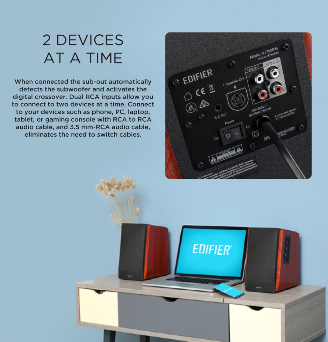 Loa Edifier R1700BTs 2.0 Màu nâu