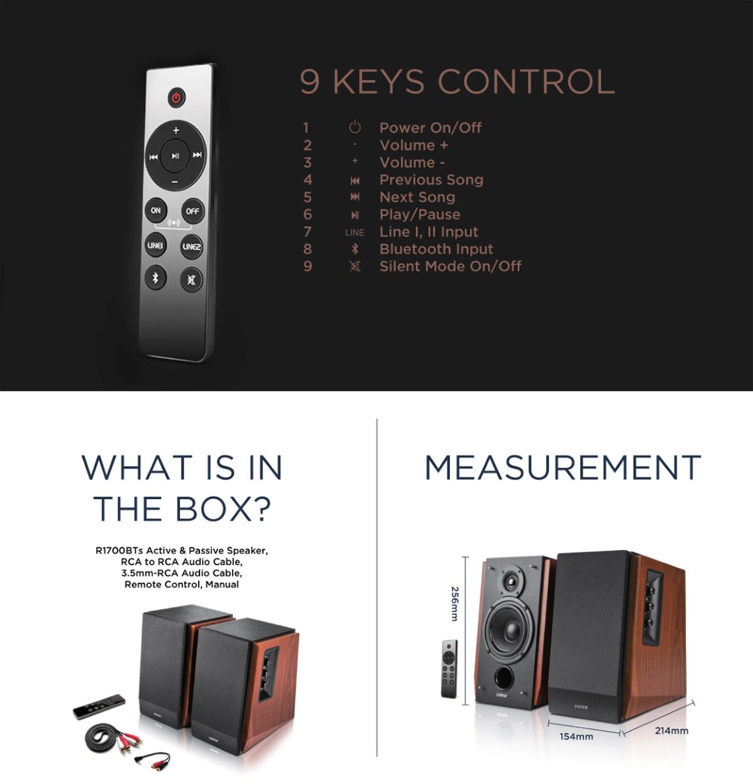 Loa Edifier R1700BTs 2.0 Màu nâu