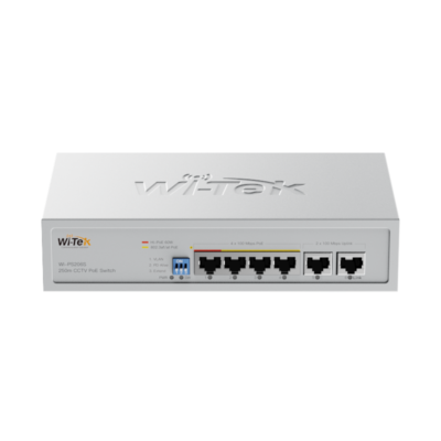 Switch PoE Witek WI-PS206S(V2) 4 cổng PoE 10/100Mbps, 2 cổng RJ45 Uplink 10/100Mbps
