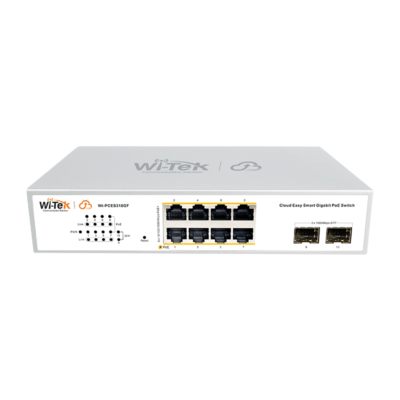 Switch PoE Witek WI-PCES310GF(V2) 8 cổng RJ45 10/100/1000Mbps, 2 khe cắm SFP 1000Mbps