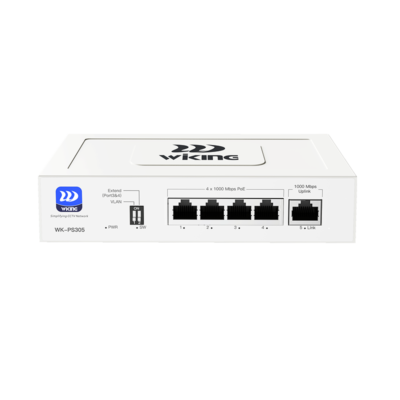 Switch Giga PoE Witek WK-PS305(V2) 4 cổng PoE 10/100/1000Mbps, 1 cổng RJ45 Uplink 10/100/1000Mbps