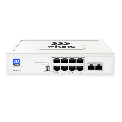 Switch Giga PoE Witek WK-PS310(V2) 8 cổng PoE 10/100/1000Mbps, 2 cổng RJ45 Uplink 10/100/1000Mbps